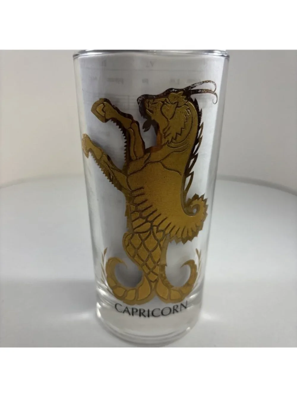 VTG MCM Anchor Hocking Zodiac Highball Tumbler Glass Capricorn Astrology 1960s